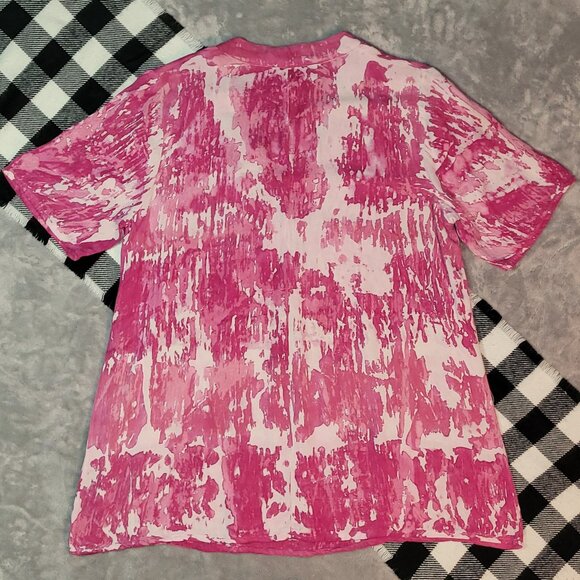 S/M | Jeune Jeunesse | Tropic Tides Short Sleeve Button-V-Neck Blouse - Picture 5 of 7